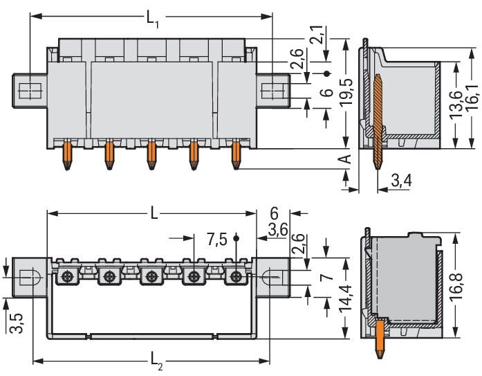 THR-Stiftleiste Lötstift 2092-3403/205-000