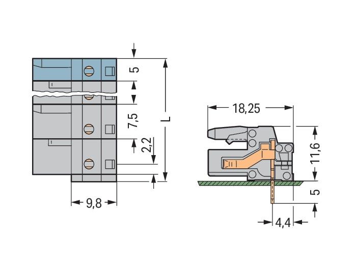 THT-Federleiste abgewink. 232-833