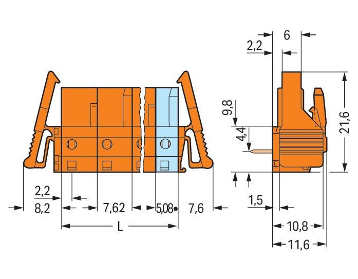 THT-Federleiste abgewink. 232-868/039-000