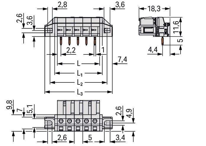 THT-Federleiste abgewink. 722-245/031-000