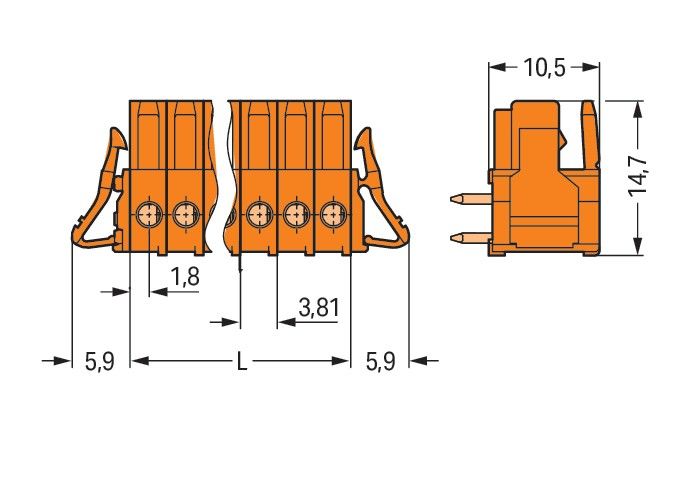 THT-Federleiste abgewink. 734-580/037-000