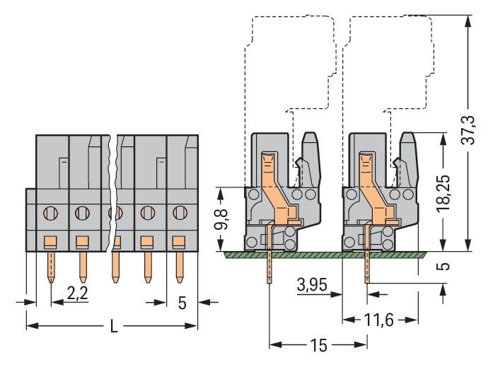 THT-Federleiste gerade 232-135