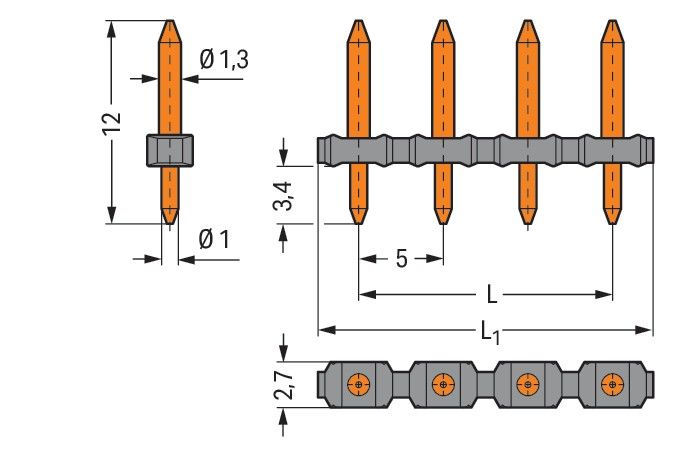 THT-Stiftleiste gerade 806-906