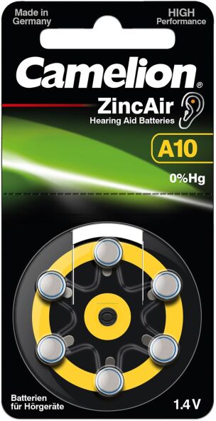 Hörgerätebatterie 1,4V A10 / ZL 10 / BP6