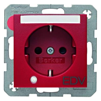 SCHUKO-Steckdose 41101915 rot matt Aufdruck EDV