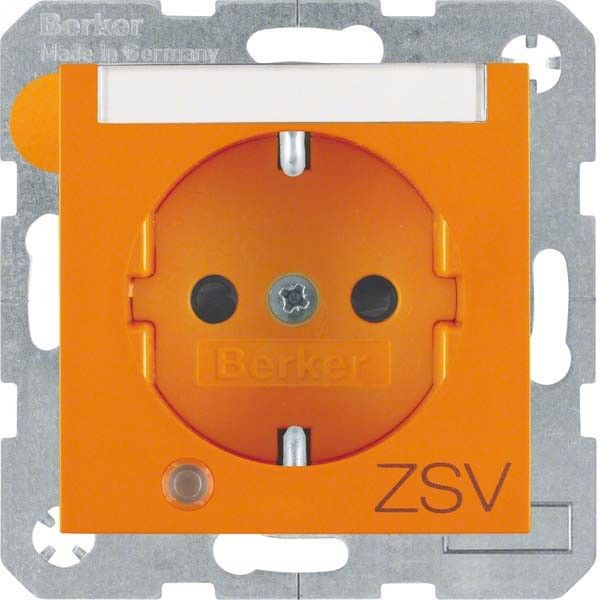 SCHUKO-Steckdose 41108914 orange glänzend Aufdruck ZSV