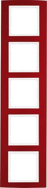 Rahmen 5-fach 10153022 alu rot polarweiß matt