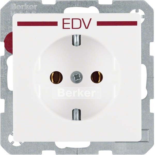 SCHUKO-Steckdose 47436079 polarweiß samt Aufdruck EDV