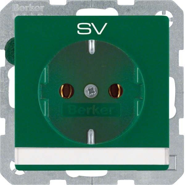 SCHUKO-Steckdose 47506013 grün samt Aufdruck SV