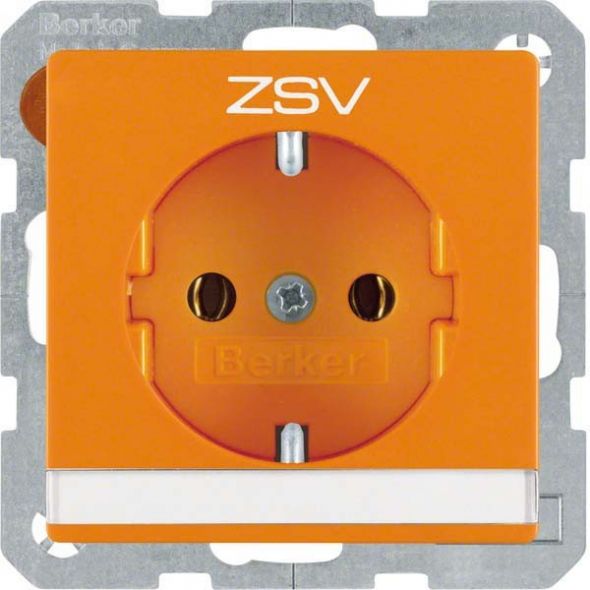 SCHUKO-Steckdose 47506014 orange samt Aufdruck ZSV