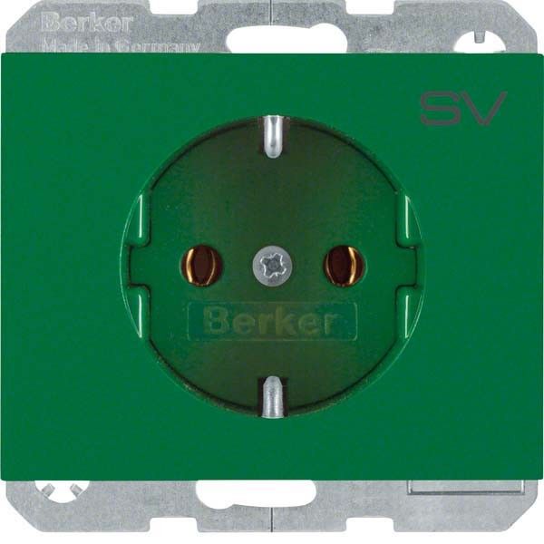 SCHUKO-Steckdose 47157113 grün glänzend Aufdruck SV