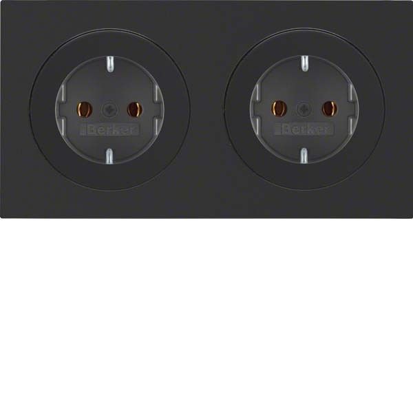 SCHUKO-Steckdose 2-fach 47202045 schwarz glänzend