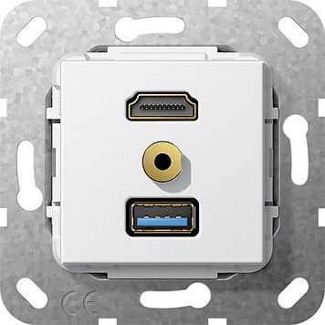 UP Tragring HDMI und USB A 568003 reinweiß glänzend