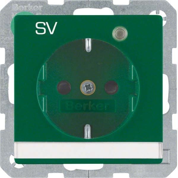 SCHUKO-Steckdose 41106013 grün samt Aufdruck SV