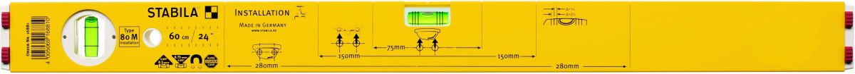 Leichtmetall-Wasserwaage 80M installat. 60cm