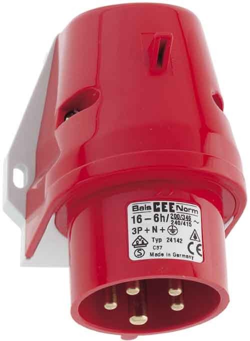 Wand-Gerätestecker 32A 5p 24406