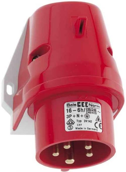 Wand-Gerätestecker 32A 5p 24406