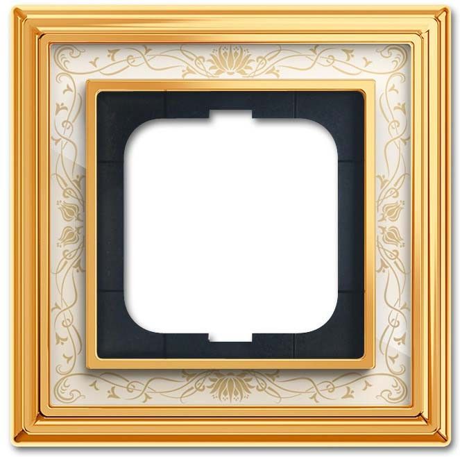 Rahmen 1-fach 1721-836 Messing poliert Dekor elfenbeinweiß