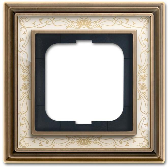 Rahmen 1-fach 1721-846 Messing antik Dekor elfenbeinweiß