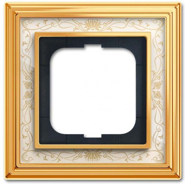 Rahmen 1-fach 1721-836 Messing poliert Dekor elfenbeinweiß