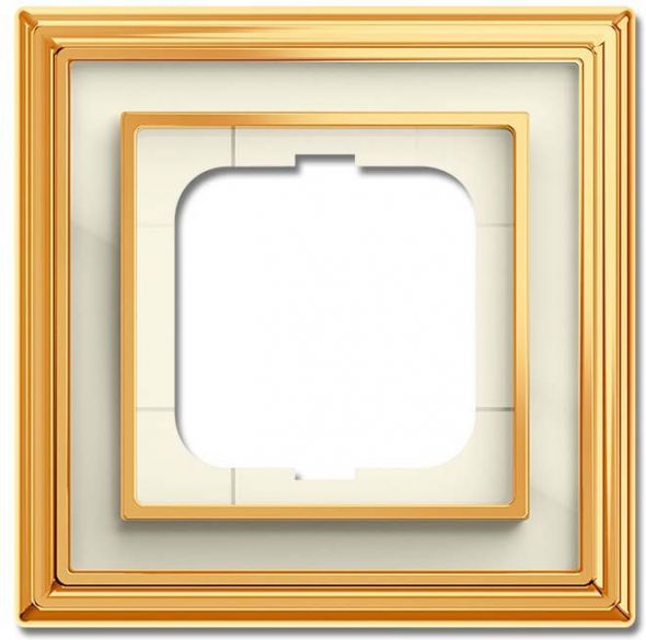 Rahmen 1-fach 1721-838 Messing poliert elfenbeinweiß