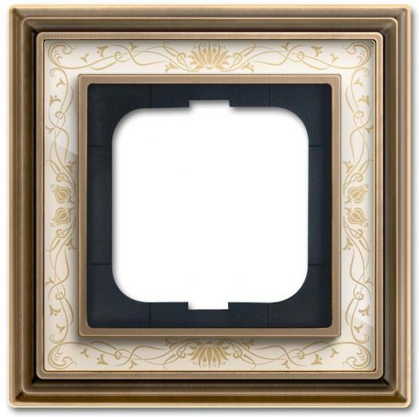 Rahmen 1-fach 1721-846 Messing antik Dekor elfenbeinweiß