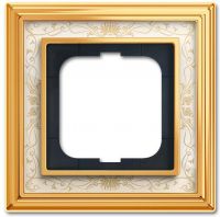 Rahmen 1-fach 1721-836 Messing poliert Dekor elfenbeinweiß