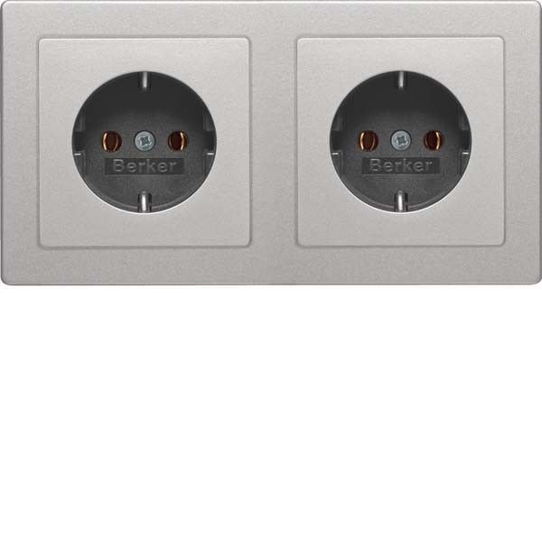 SCHUKO-Steckdose 2-fach 47206084 alu samt lackiert