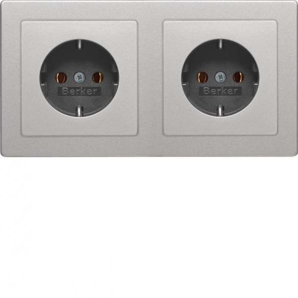 SCHUKO-Steckdose 2-fach 47206084 alu samt lackiert