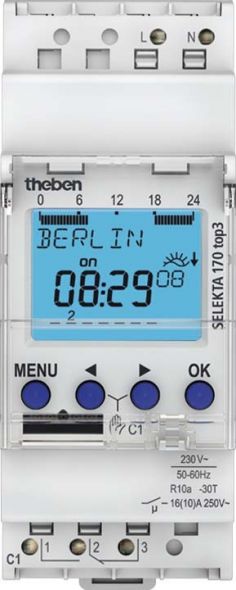 SELEKTA 170 top3 Astro-Zeitschaltuhr 1 Kanal Wochenprogramm, App, Nacht-Unterbrechung 1700130