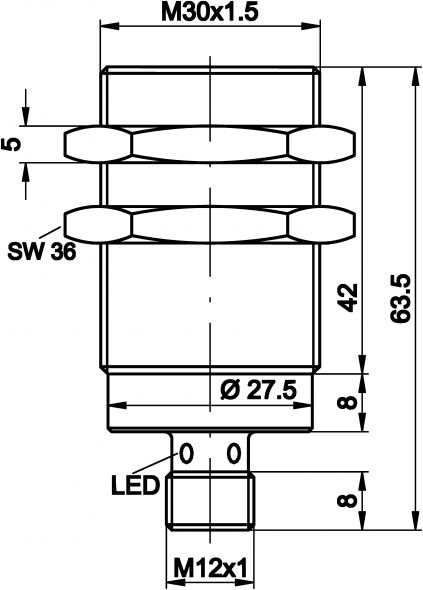 Sensor,ind.,M30x1,5 Steck. IC300126
