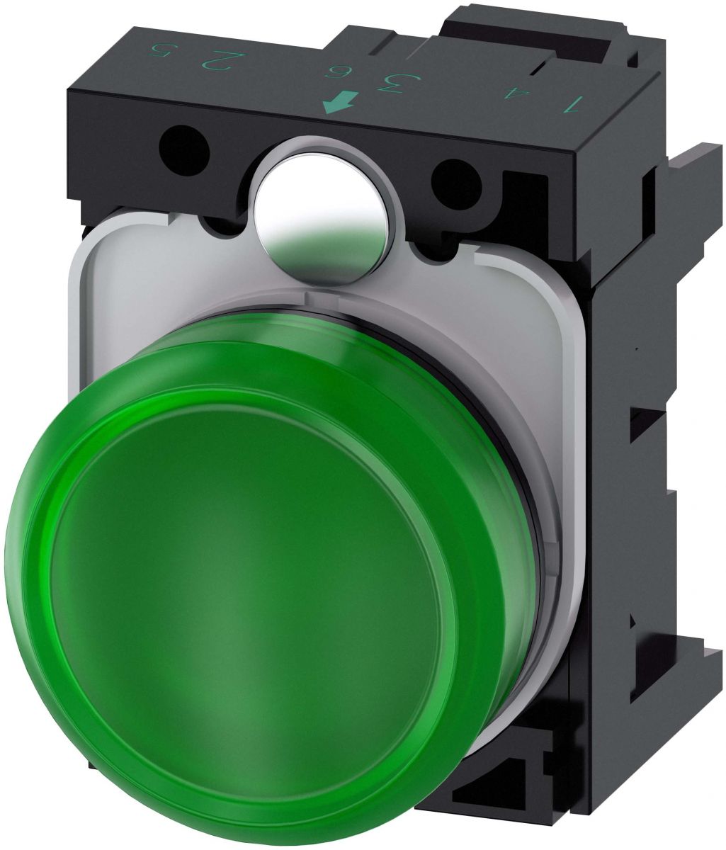 3SU1106-6AA40-3AA0 Leuchtmelder, 22mm, rund, grün, Linse, g