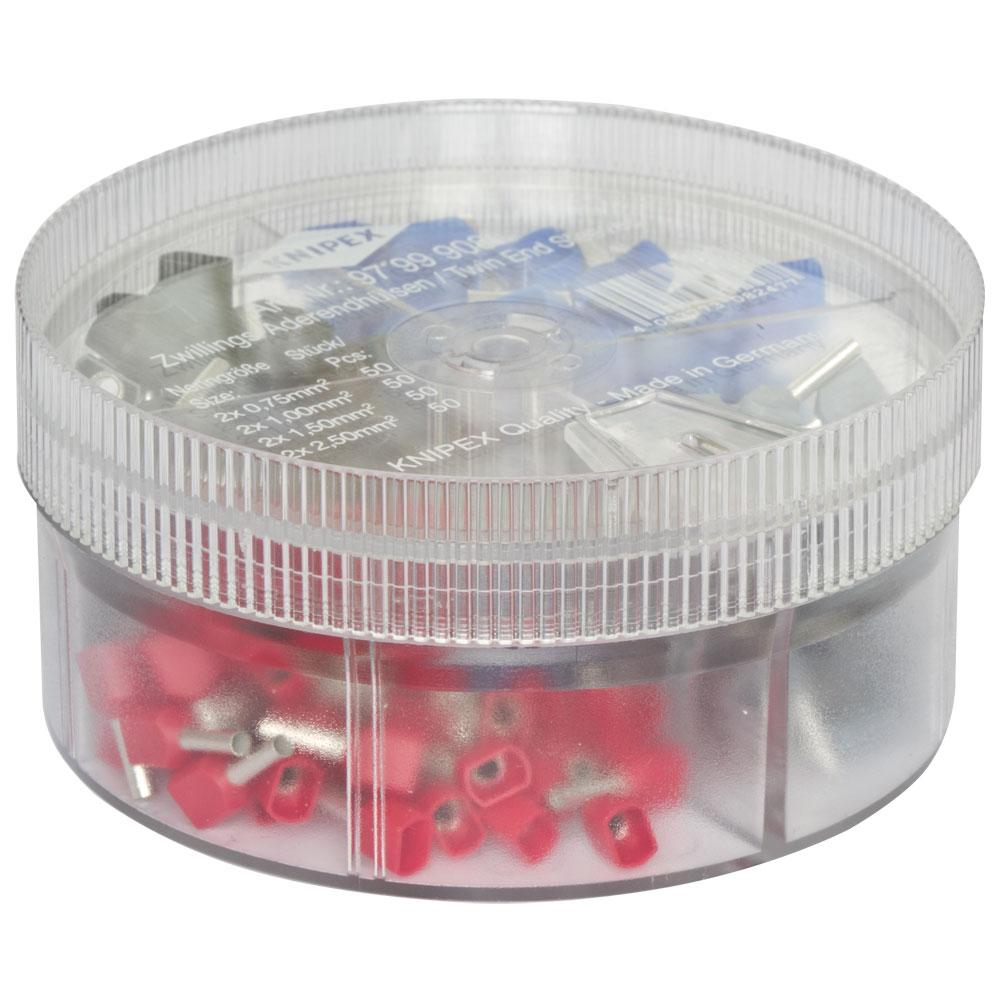 Zwillings-Aderendhülsen-Box m. Kragen 2 x 0,75-2 x 2,5 mm² L=16-18mm