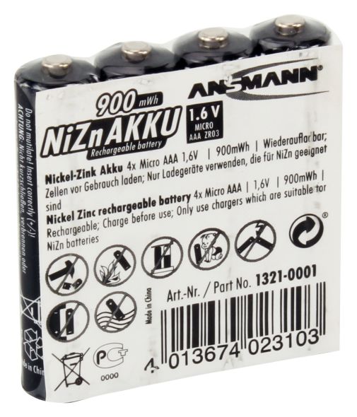 Akku NiZN 1,6V Micro AAA 135702