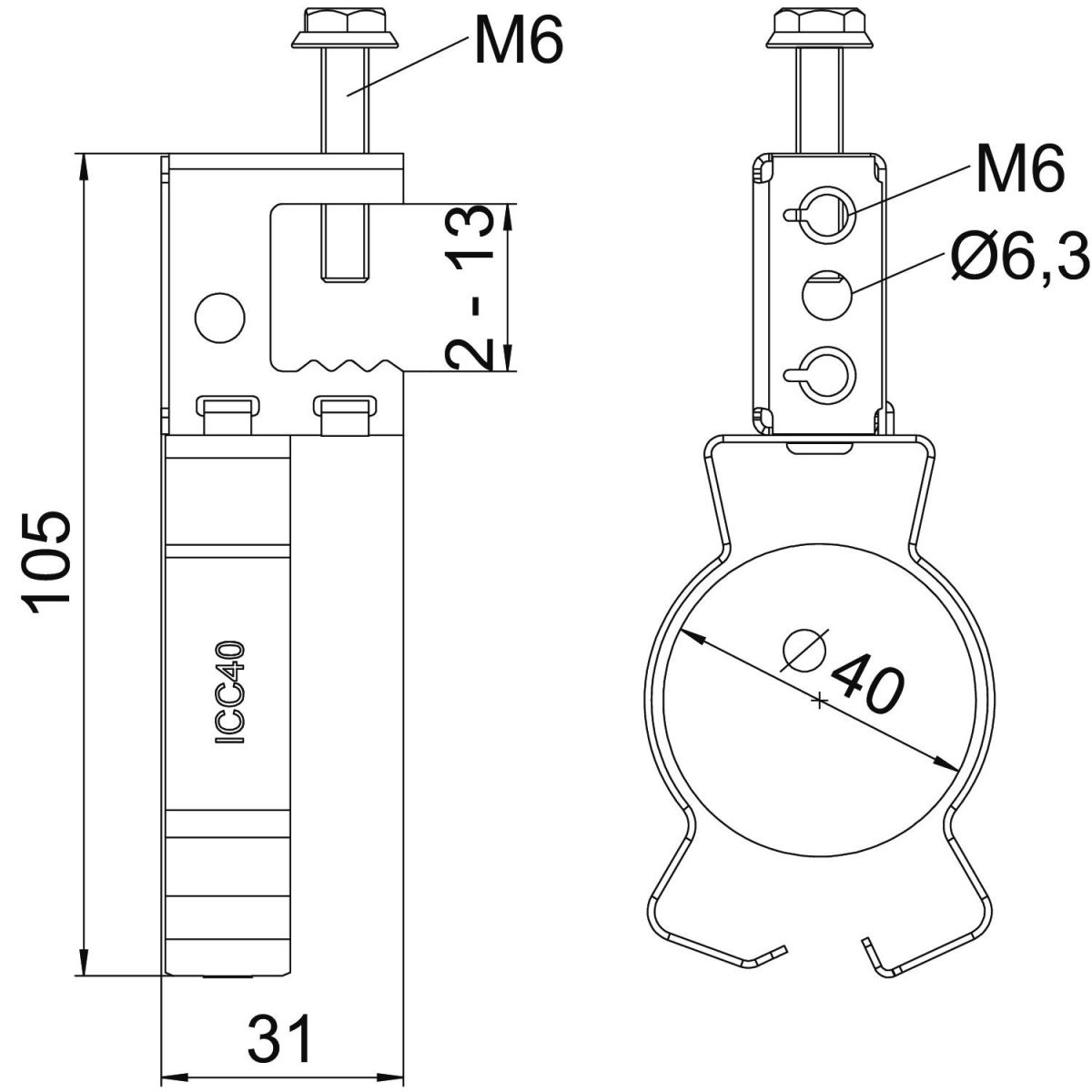 Trägerschraubklammer SKS 213 D40
