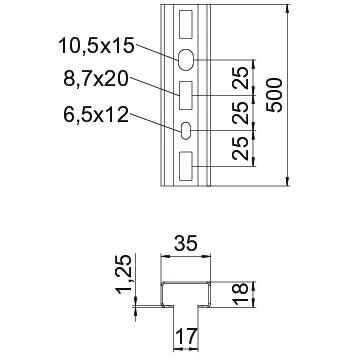 Profilschiene gelocht CML3518P0500 SW