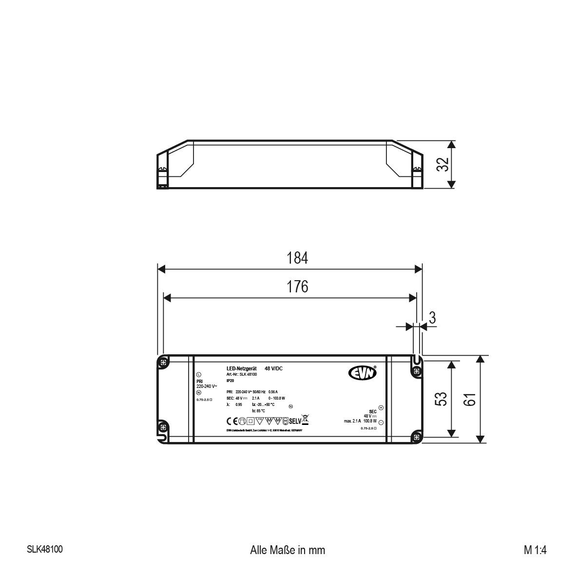 48V/DC LED-Netzgerät SLK48100