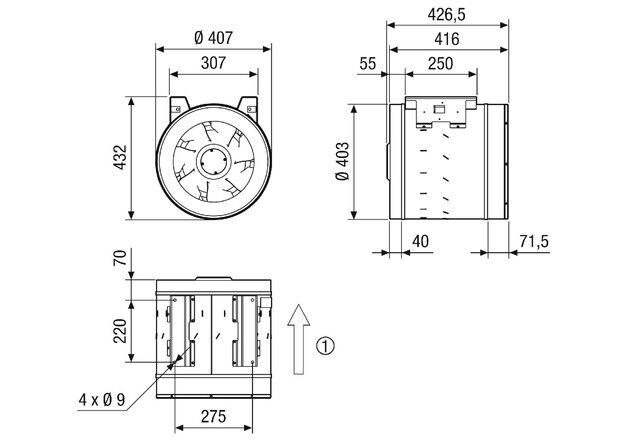 Diagonal-Ventilator EDR 40-2
