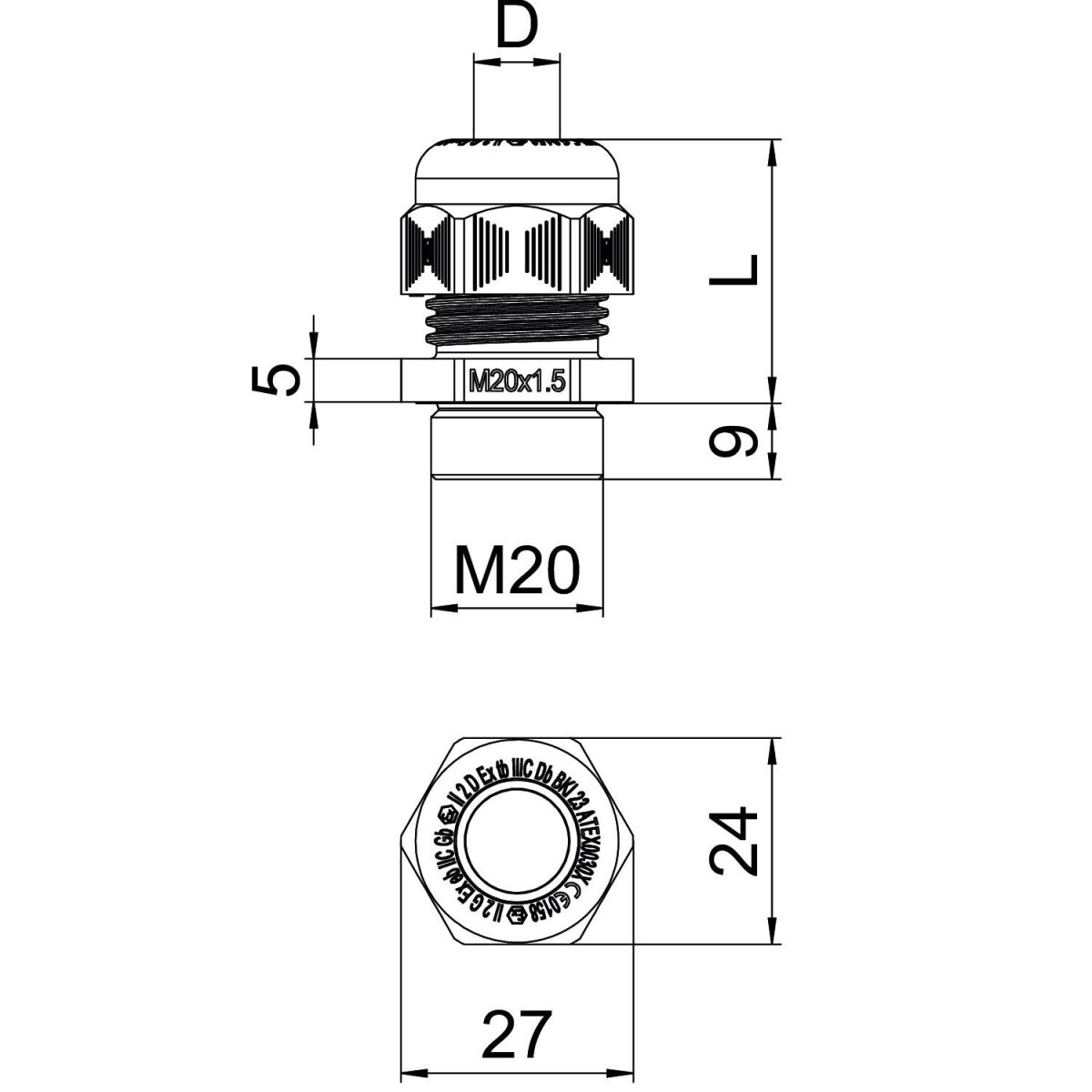 Verschraubung VTEC EX M20 SW