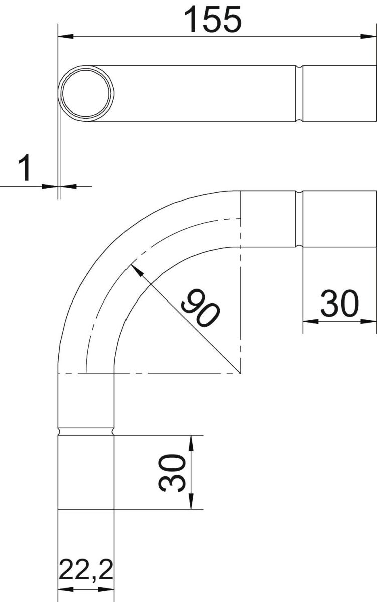 Edelstahlrohrbogen SB20W A4