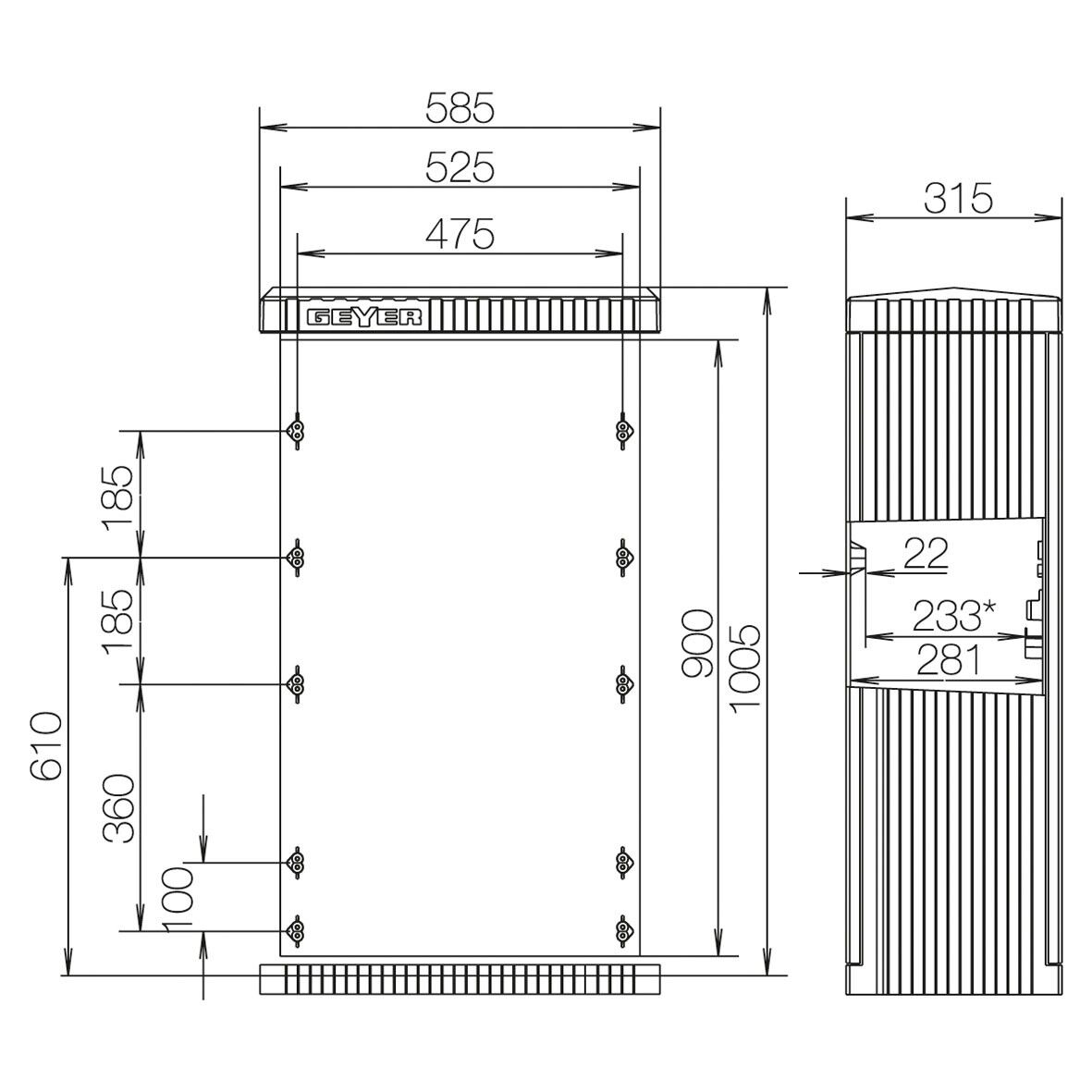 KVS mit Montageplatte SL100P