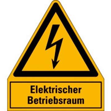 Warnschild Elektrischer Betriebsraum Blitzpfeil Folie selbstklebend 100 mm x 120 mm 1 Stück
