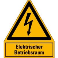 Warnschild Elektrischer Betriebsraum Blitzpfeil Folie selbstklebend 100 mm x 120 mm 1 Stück