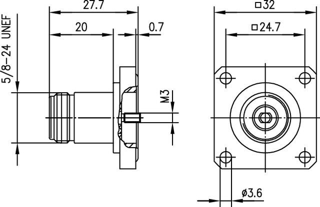 N-Flanschbuchse 50Ohm TA 100024100