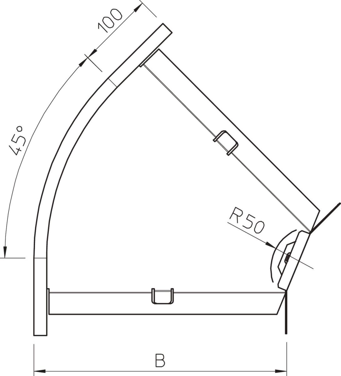 Bogen 45 horizontal,mit W 7066112