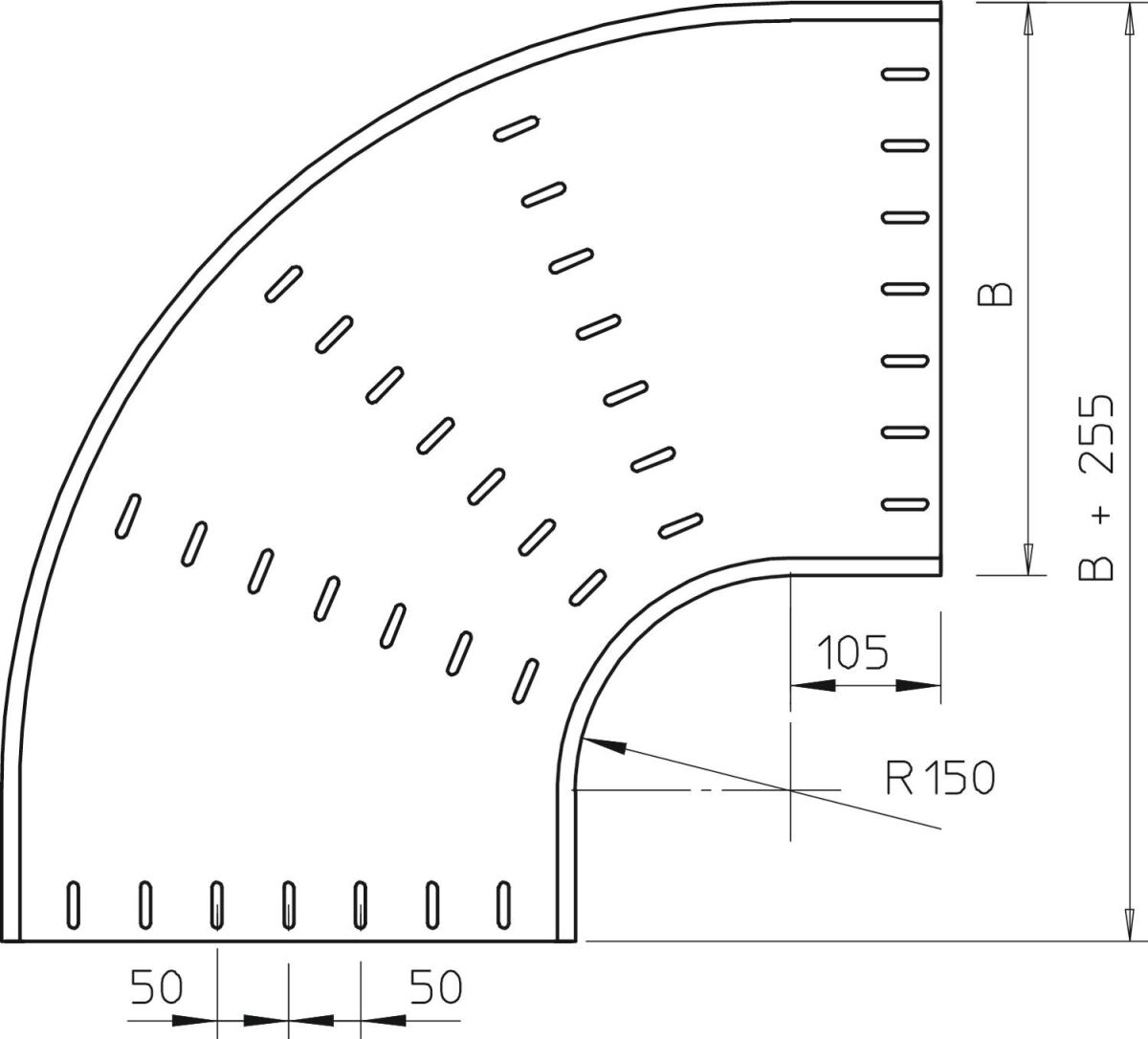 Bogen 90 horizontal, rund 7127499