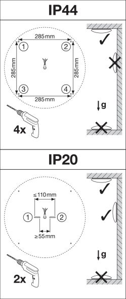 LED-Wand-u.Deckenleuchte SFC.500V42W830IP44D.