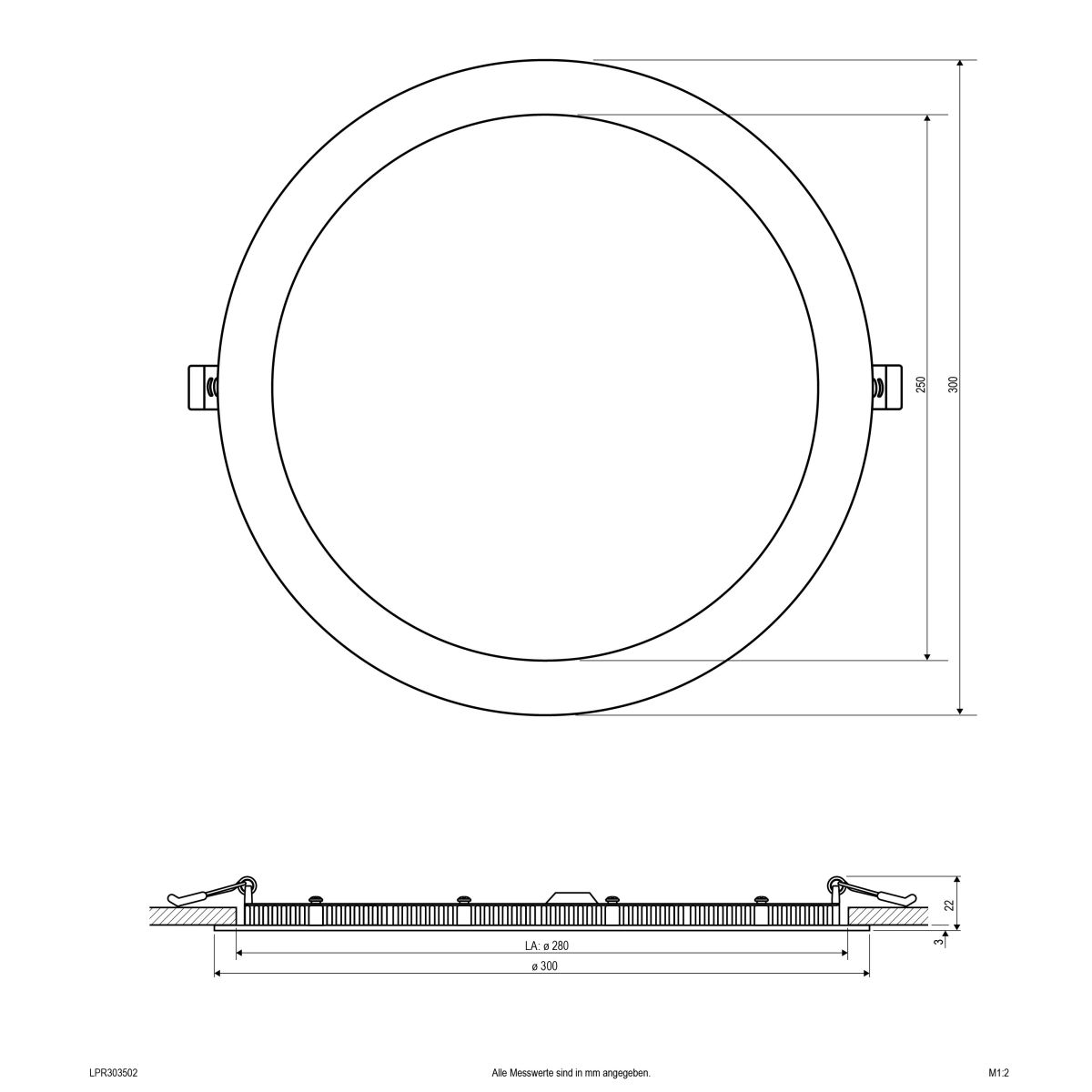 LED-Einbaupanel rund LPR303502