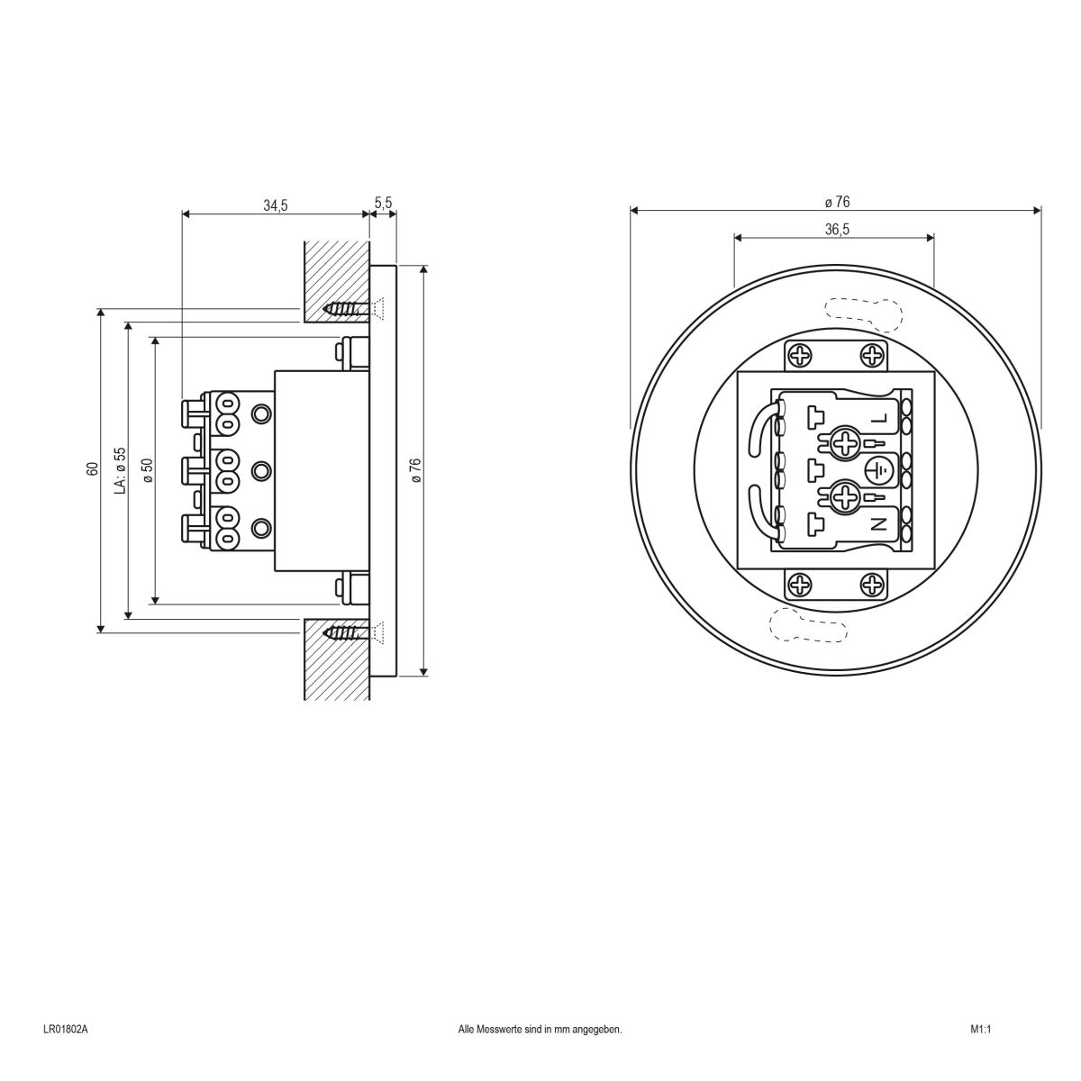 LED Wandeinbauleuchte LR01802A