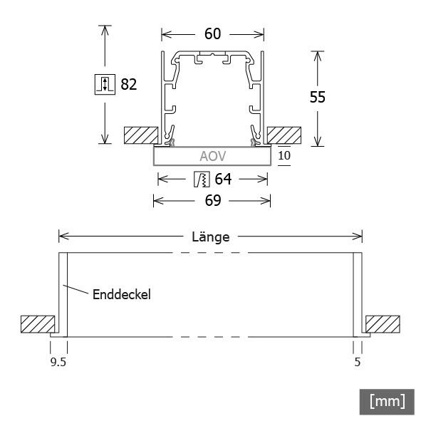 LED-Einbauleuchte MLE060108303AOV/D.sw
